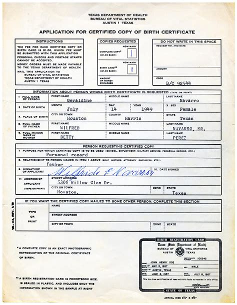 APPLICATION FORCERTIFIED COPY OF A BIRTH RECORD.